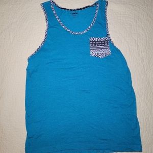 Teal Pattern Pocket Tank Top